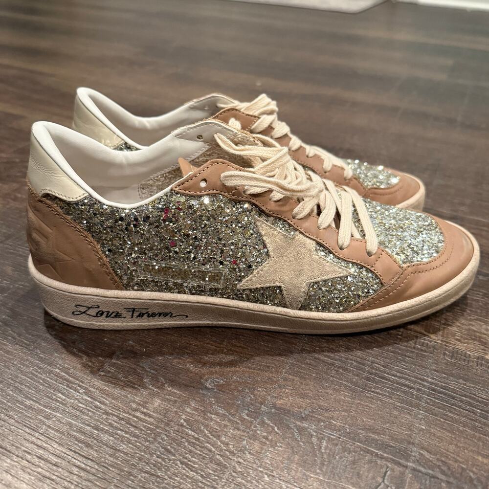 Golden Goose GGDB Ball Star platinum glitter sneakers size 40 EUC - Picture 4 of 6